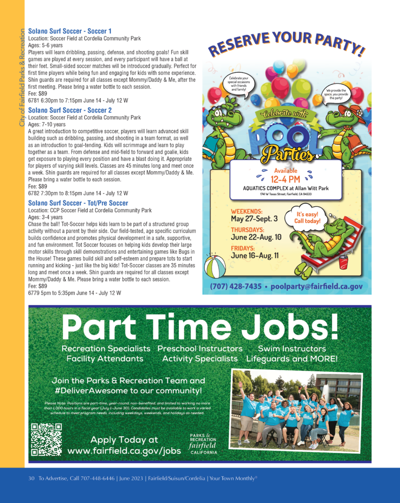 City of Fairfield Parks & Recreation Your Town Monthly