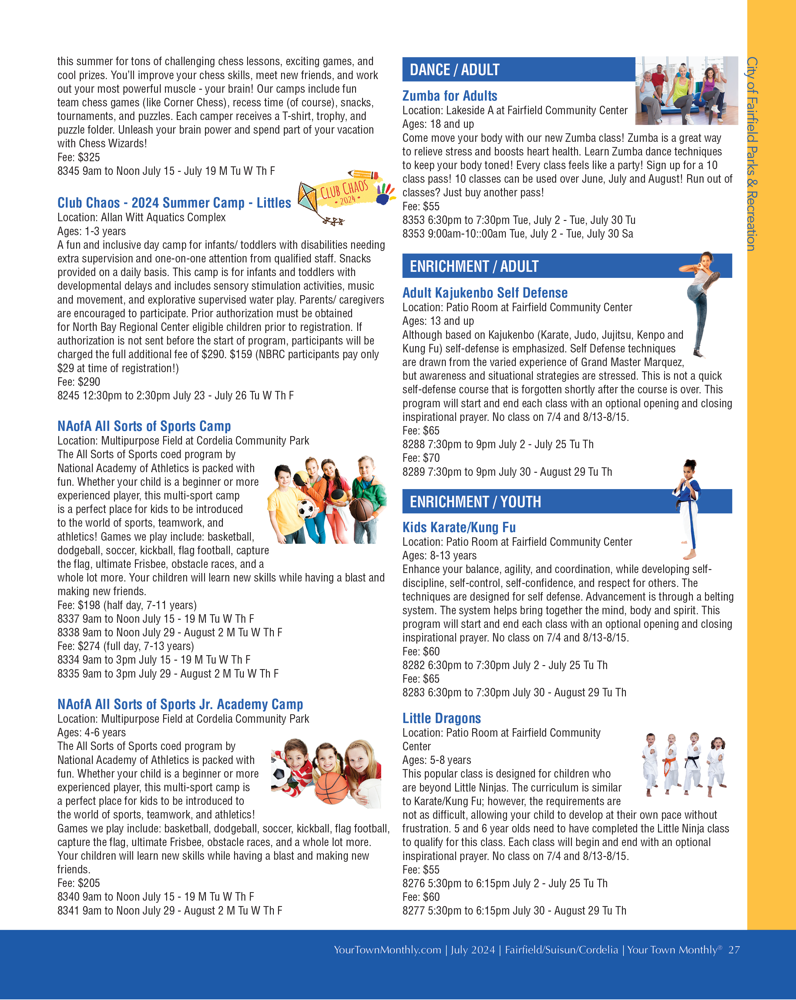 City of Fairfield Parks & Recreation Your Town Monthly